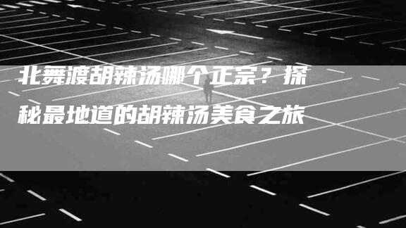 北舞渡胡辣汤哪个正宗？探秘最地道的胡辣汤美食之旅